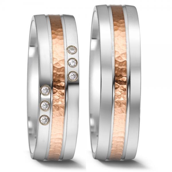 Trauringe Weiss-Rotgold von Weidner 62242 + 72242